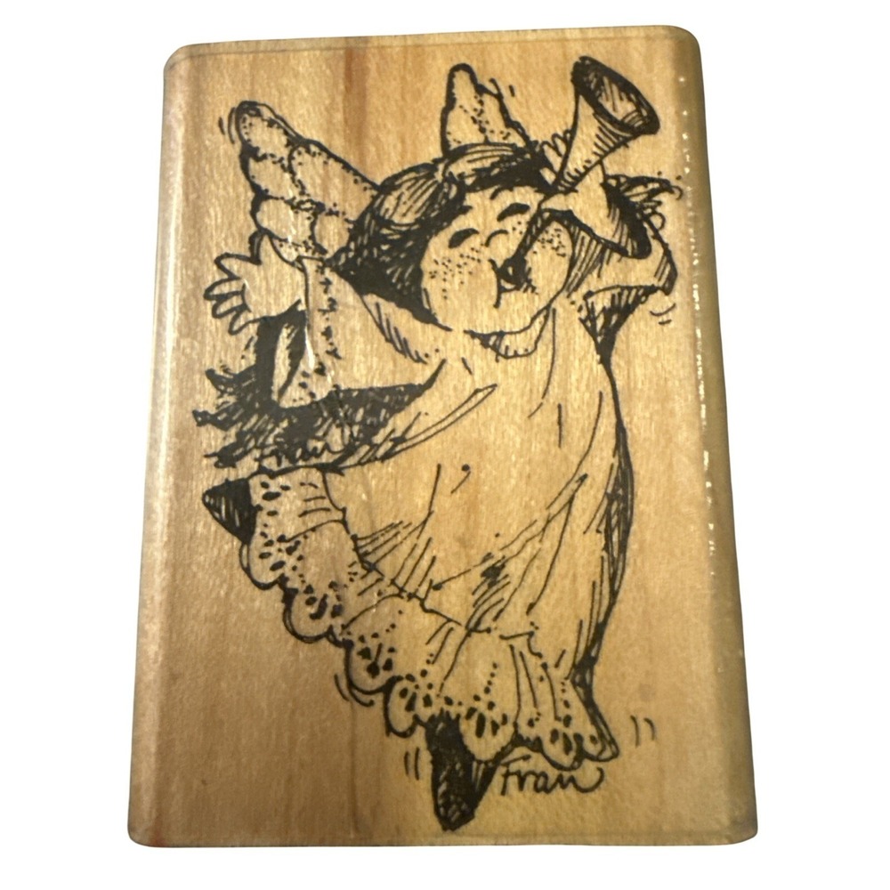 Stampendous E10 Angel Toot Wood‎ Mounted Rubber Stamp Vintage 1989